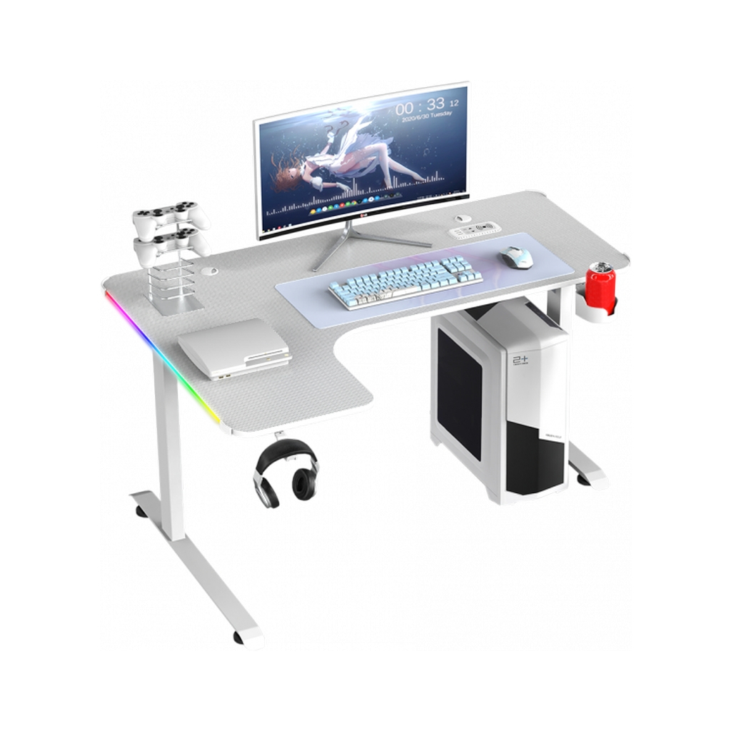 Комп'ютерний стіл GT Racer T-1217 White (T-1217 (160x60-100x73) White) - зображення 2