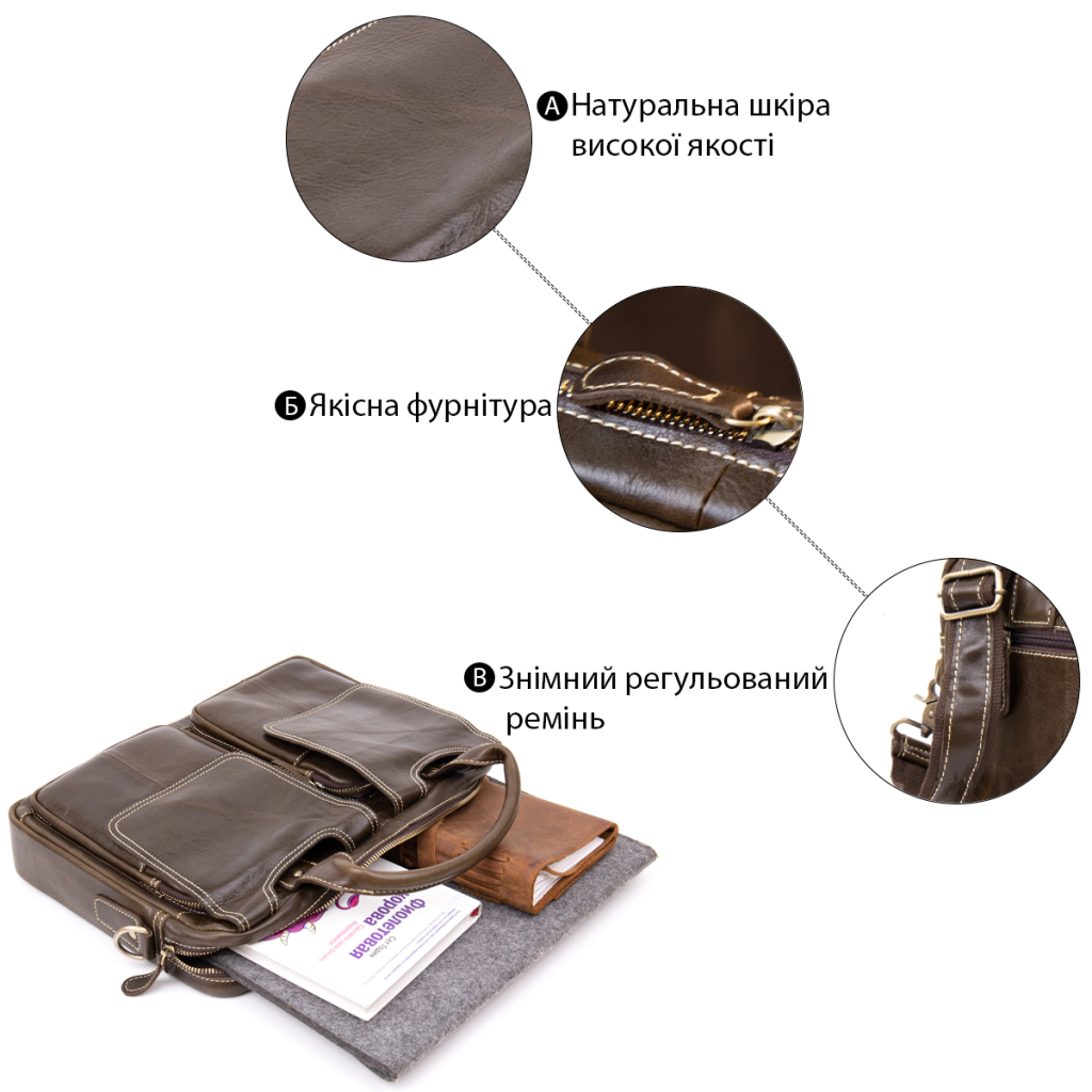 Сумка Vintage Коричнева (20443) - зображення 5