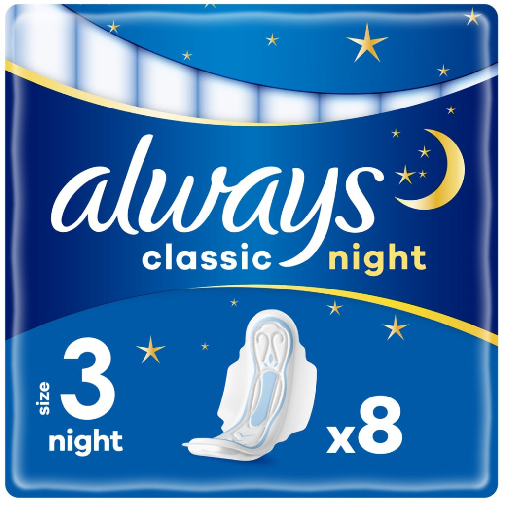 Гігієнічні прокладки Always Classic Night Розмір 3 8 шт. (4015400260837) - зображення 1