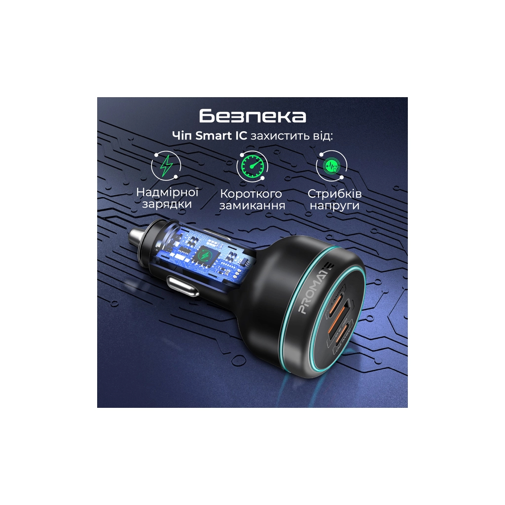 Зарядний пристрій Promate 2xUSB-C PD + USB-A QC3.0 (powerdrive-230) - зображення 5