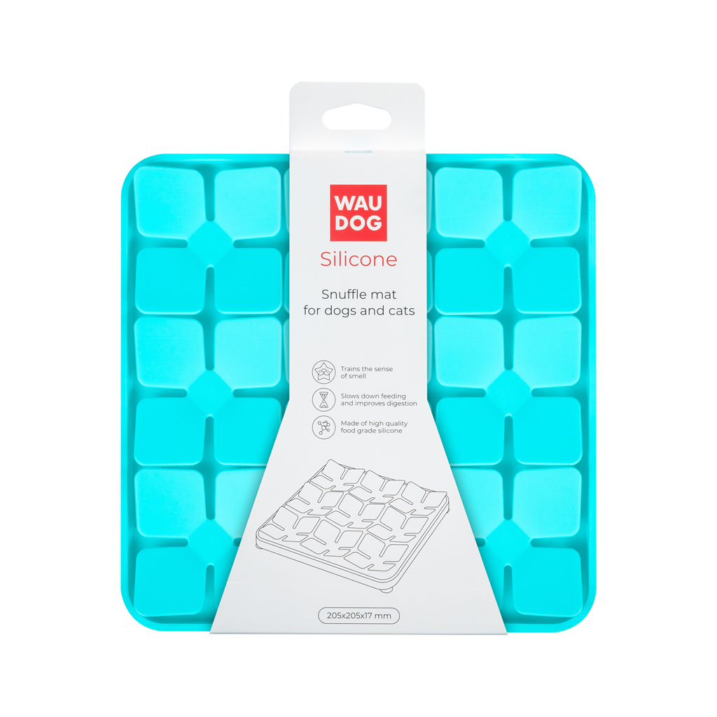 Універсальний посуд для тварин WAUDOG Silicone Килимок для пошуку корму 20х20х1.7 см блакитний (23512) - зображення 2
