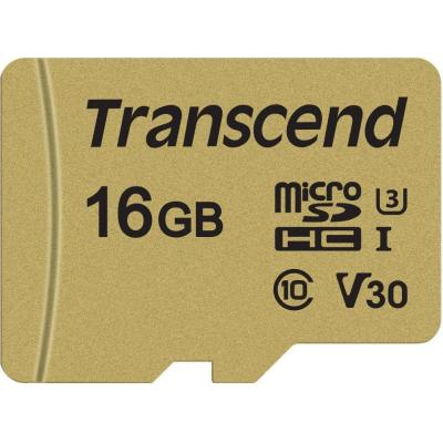 Карта пам'яті Transcend 16GB microSDHC class 10 UHS-I U3 V30 (TS16GUSD500S) - зображення 1