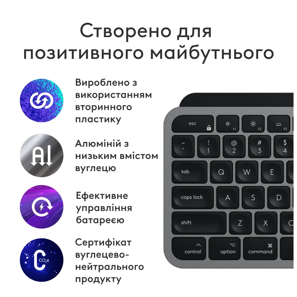 Клавіатура Logitech MX Keys S для MAC Bluetooth/Wireless UA Space Grey (920-011637) - зображення 4