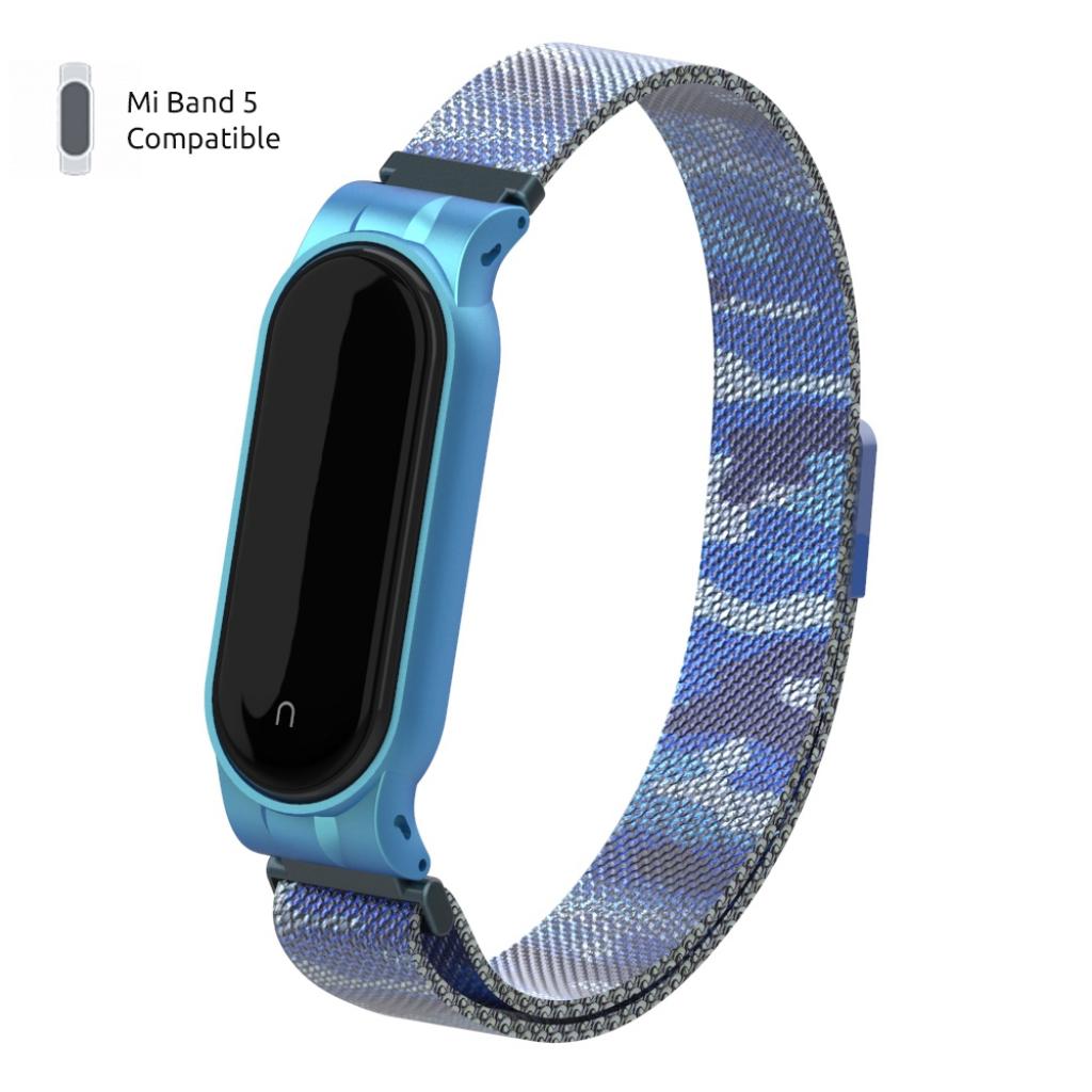 Ремінець до фітнес браслета Armorstandart Milanese Magnetic Band для Xiaomi Mi Band 5 Khaki Blue (ARM56856) - зображення 1
