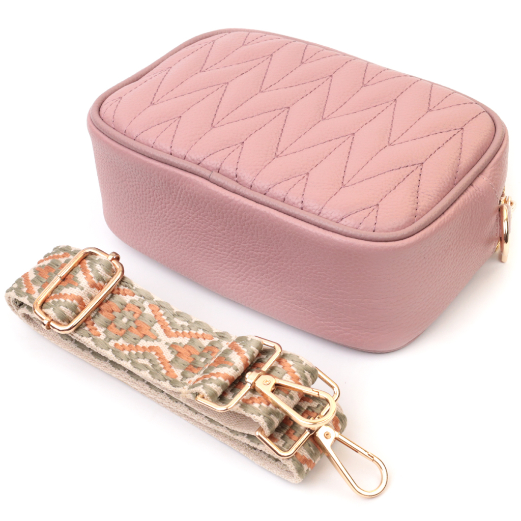 Сумка Vintage Стьобана жіноча з натуральної шкіри Рожева (22614) - зображення 7