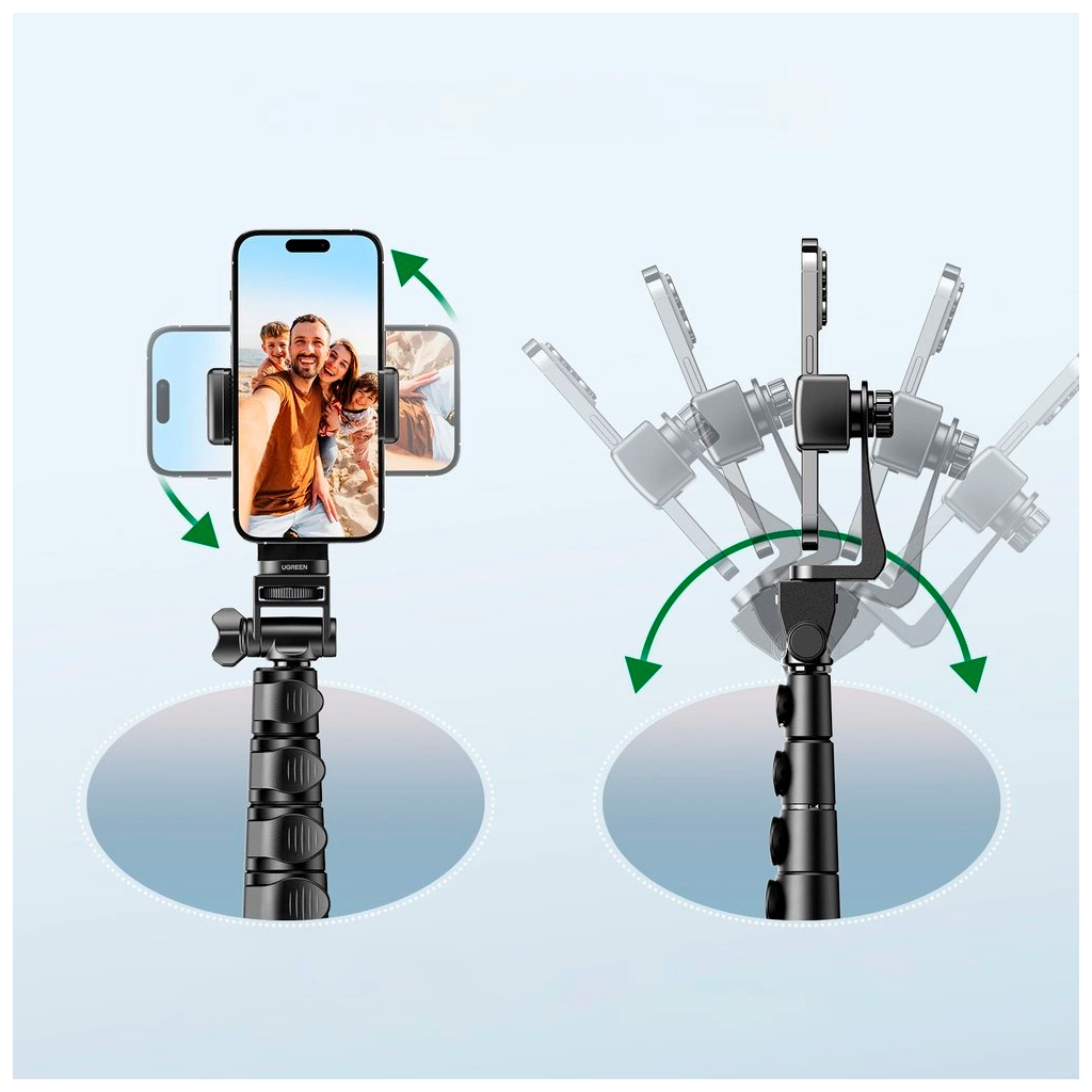 Штатив Ugreen LP680 Selfie Stick Tripod with Bluetooth Remote Black (15609) - зображення 12