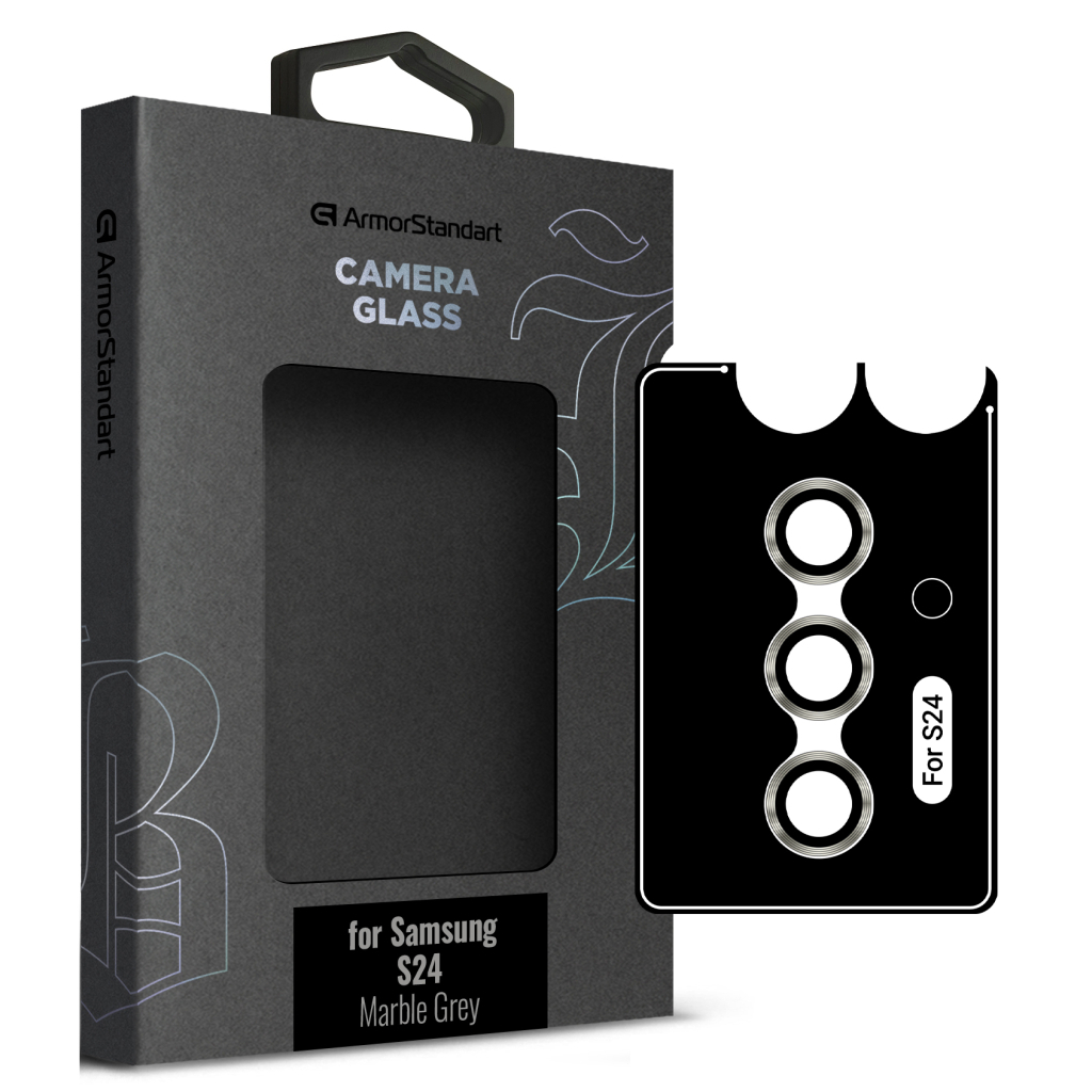 Скло захисне Armorstandart Camera glass Supreme Black Icon Samsung S24 Marble Grey (ARM76606) - зображення 1