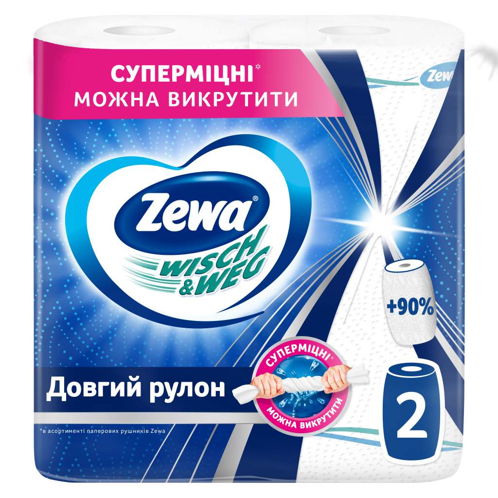 Паперові рушники Zewa Wisch & Weg Extra Lang 2 шари 2 рулони (7322540833300/7322540973174) - зображення 1