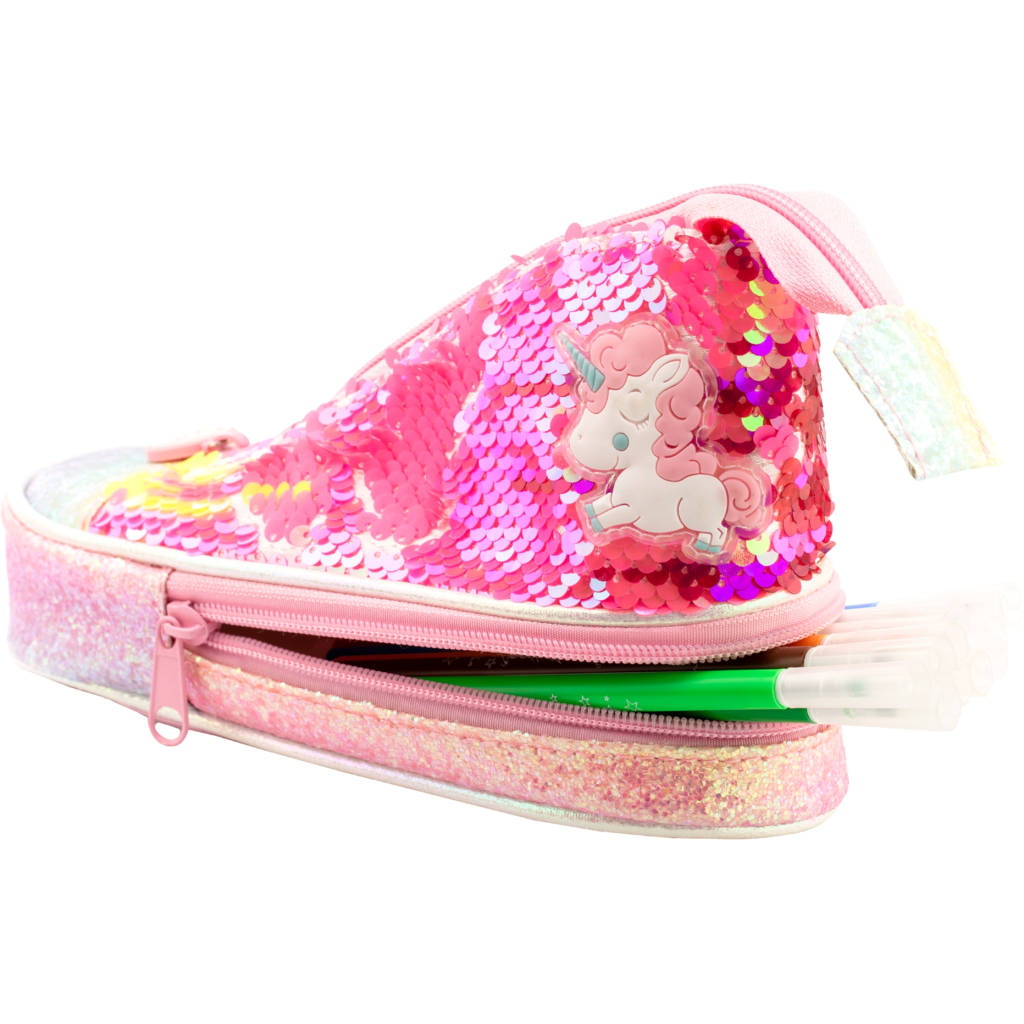 Пенал Cool For School у формі кеда з паєтками 2 відділення Жовтий (5987-yellow) - зображення 2