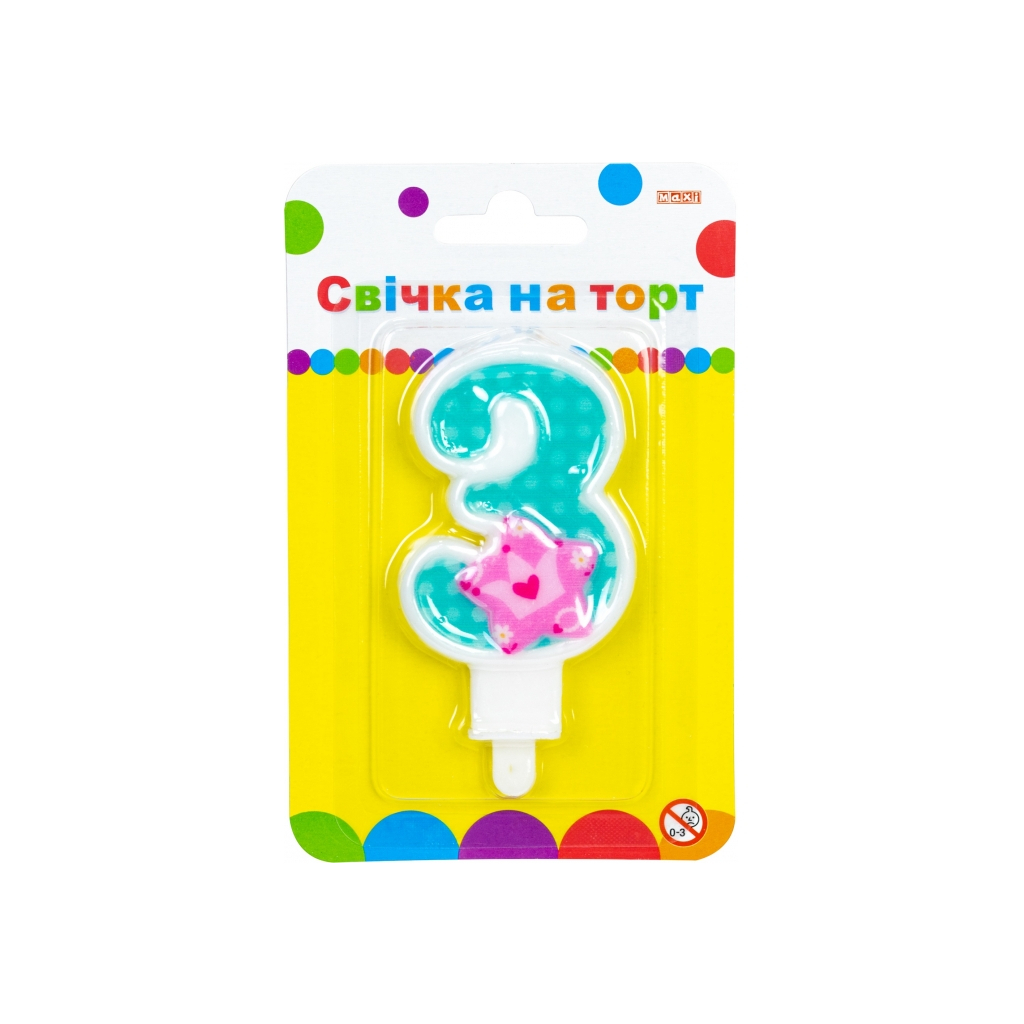 Свічка Maxi Princess "3" висотою 7,62 см (MX622050-3) - зображення 1