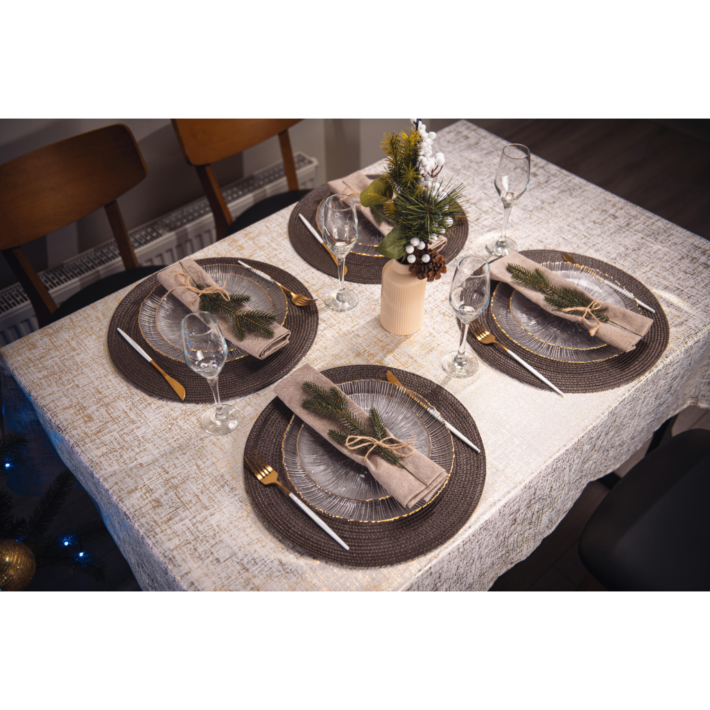 Скатертина Ardesto Shine 100% поліестер, золотавий 120х140 см (ART07SG) - зображення 3