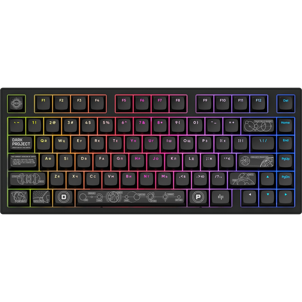Клавіатура Dark Project ALU81 Terra Nova PBT RGB Mech G3MS Moonstone Black (DPKB_NOVA_81_ANSI_BLACK_UA) - зображення 4