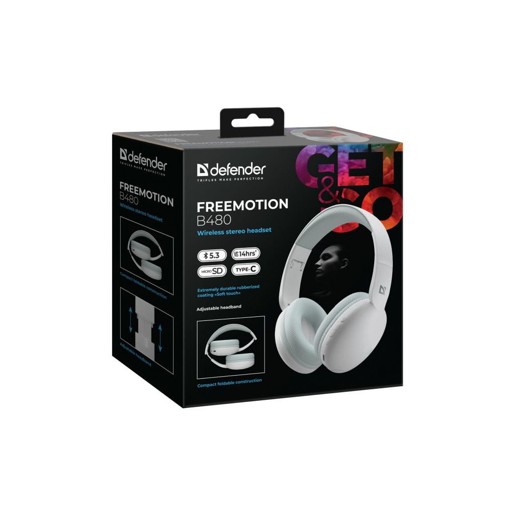 Навушники Defender FreeMotion B480 Bluetooth White (63481) - зображення 8