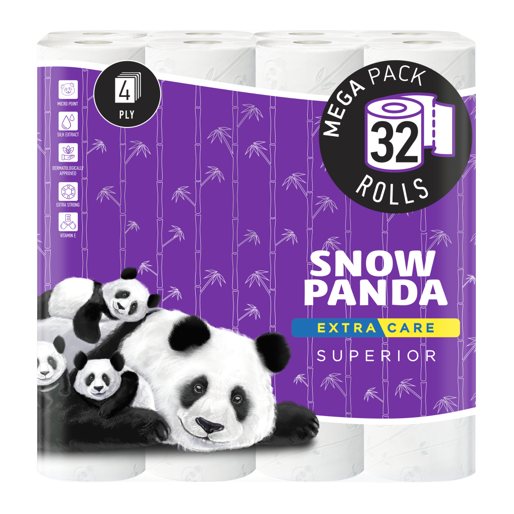 Туалетний папір Сніжна Панда Extra Care Superior 4 шари 32 рулони (4820183972071) - зображення 1