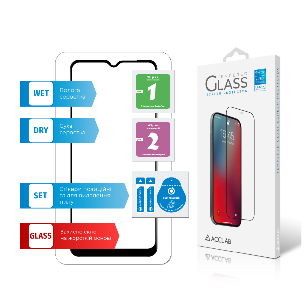 Скло захисне ACCLAB Full Glue Oppo A16 Black (1283126522024) - зображення 7