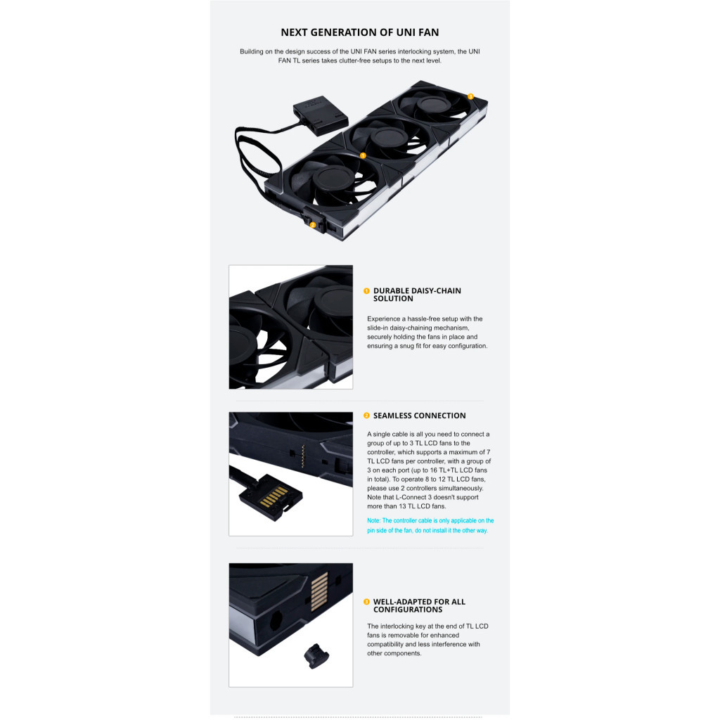 Кулер до корпусу Lian Li TL LCD 120-1, Black Cooler (G99.12TLLCD1B.00) - зображення 9