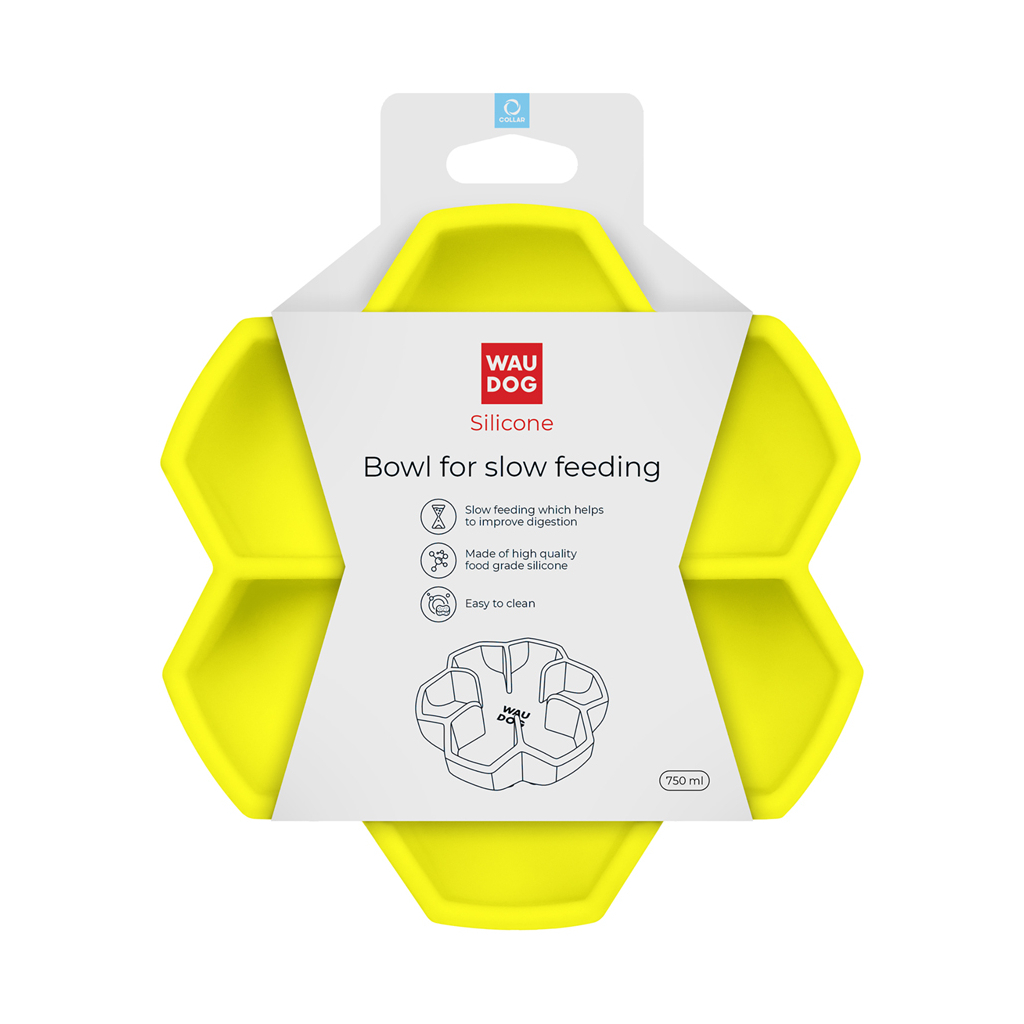 Універсальний посуд для тварин WAUDOG Silicone миска для повільного харчування 750 мл жовта (23548) - изображение 4