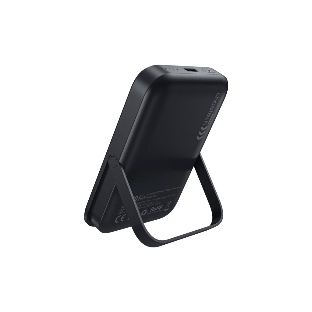 Батарея універсальна Choetech Magnetic Wireless 10000mAh 20W, PD, Qi-15W, USB-C In/Out, with holder, Black (B743-CCBK) - зображення 4