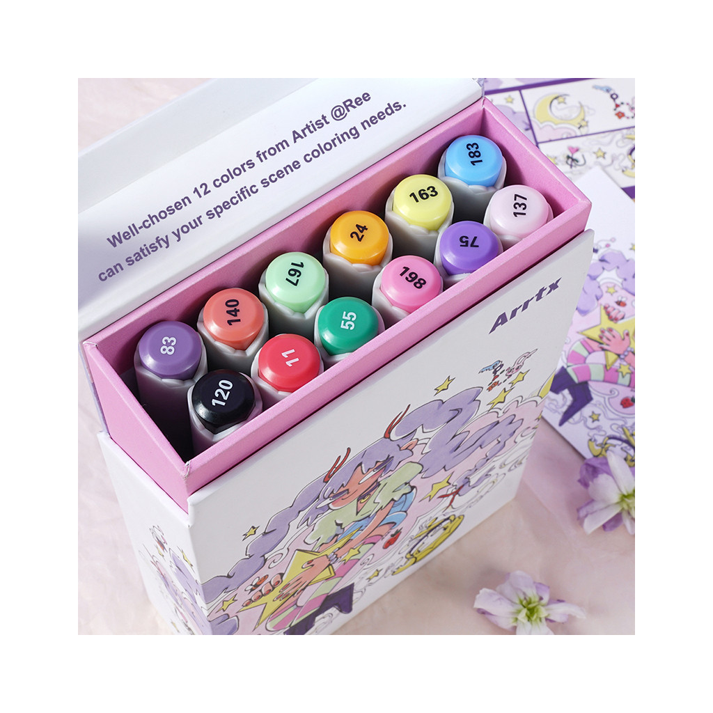 Художній маркер Arrtx спиртові Oros ASM-03-ACS1-02 12 кольорів (LC302789) - picture 6