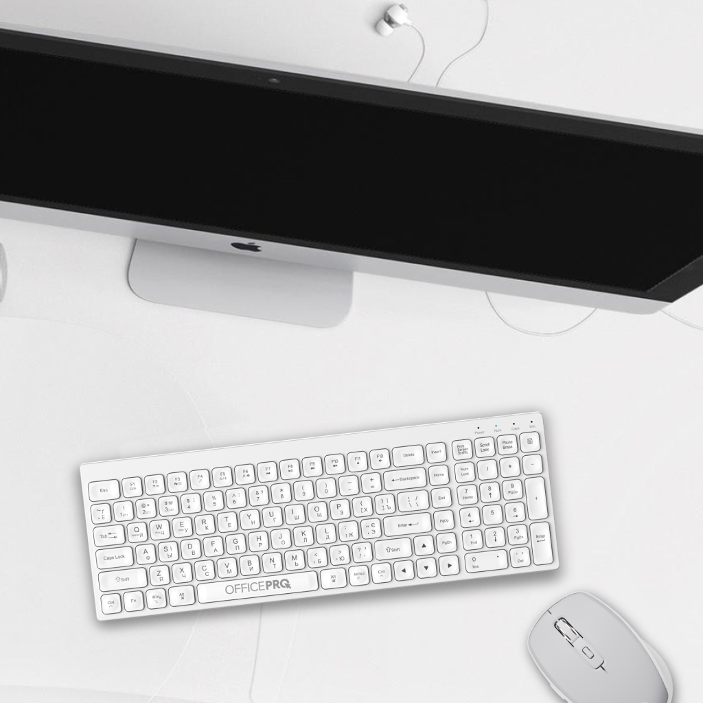 Клавіатура OfficePro SK985W Wireless/Bluetooth White (SK985W) - зображення 8