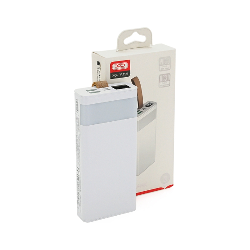 Батарея універсальна XO 20000mAh, PD/20W, QC/22.5W, flashlight, Micro-USB, Type-C, USB-A*2, white (XO-PR129W / 29304) - зображення 2