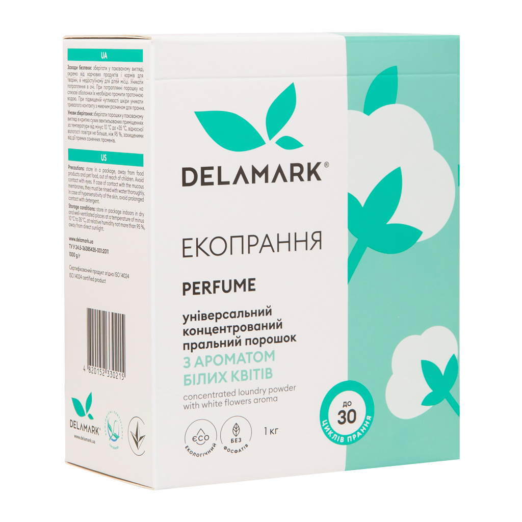 Пральний порошок DeLaMark Universal з ароматом білих квітів 1 кг (4820152330215) - зображення 1