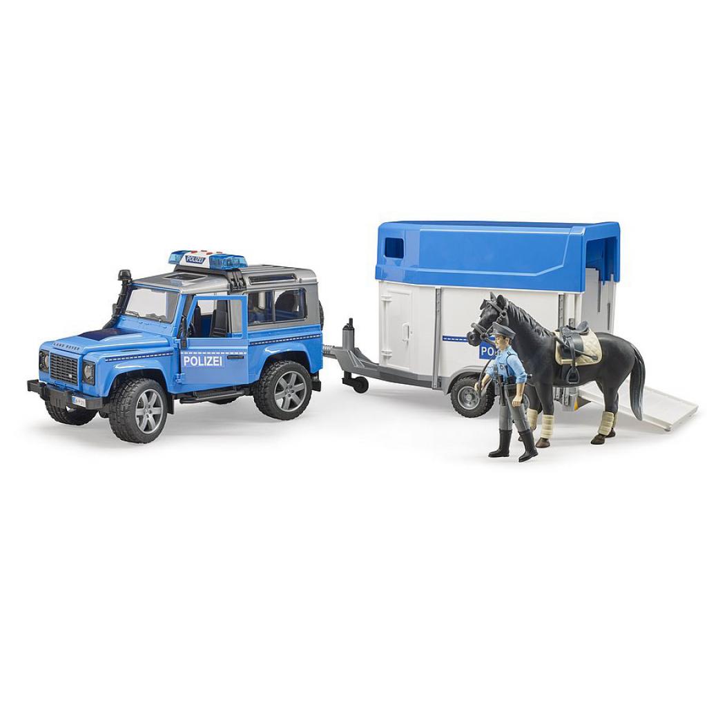 Спецтехніка Bruder Land Rover Defender з причепом і фігурка поліцейського з кон (02588) - зображення 2