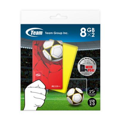 USB флеш накопичувач Team 16GB (2x8GB) T141 Football Cards Red & Yellow USB 2 (TT1418GZ13) - зображення 2