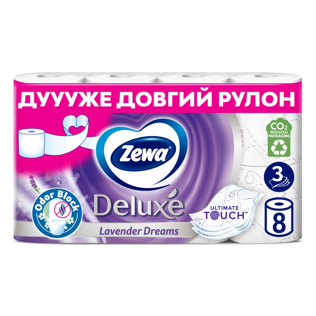 Туалетний папір Zewa Deluxe Лаванда 3 шари 8 рулонів (7322541171777) - изображение 2