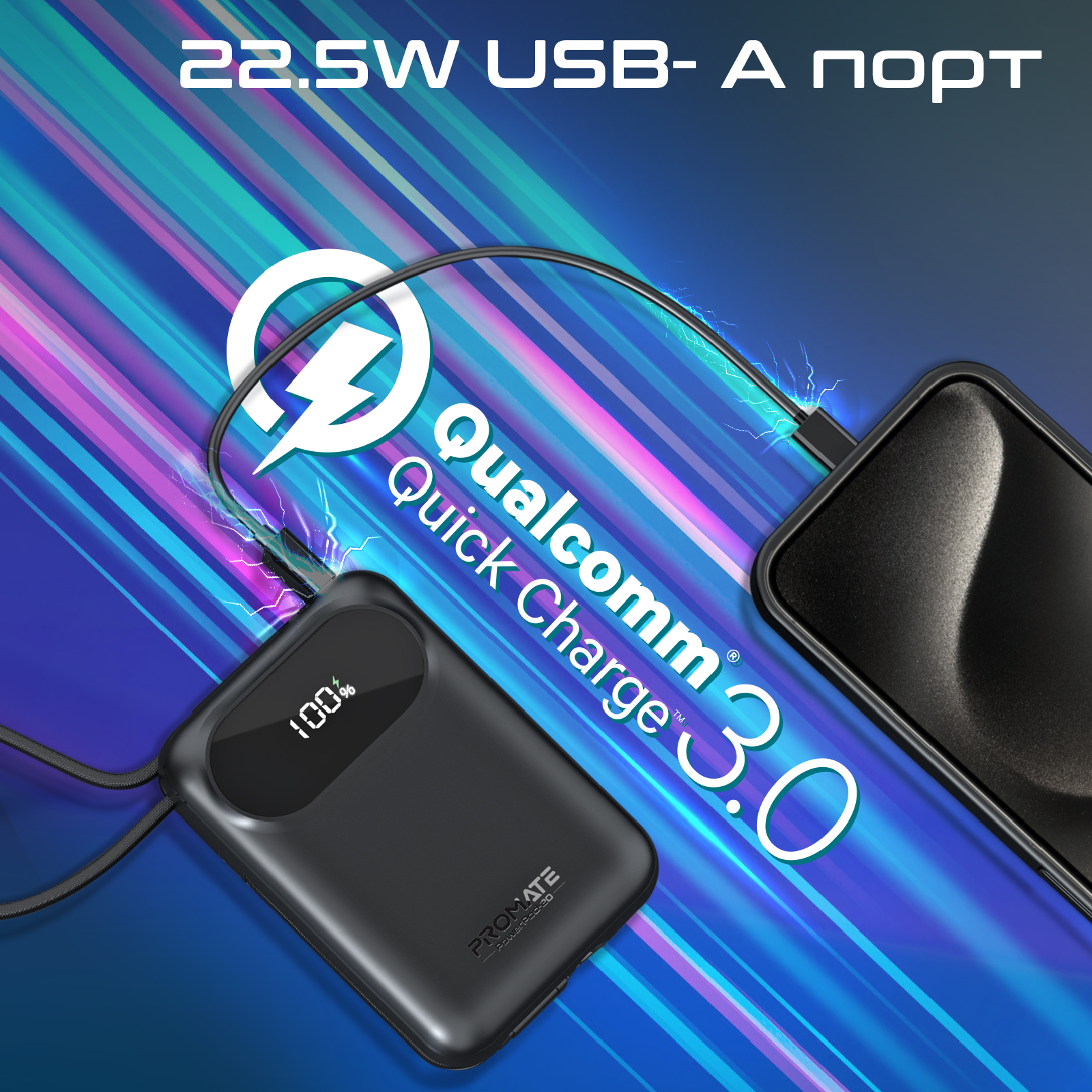 Універсальна мобільна батарея Promate PowerPod-20 20000mAh 35W Black - изображение 5