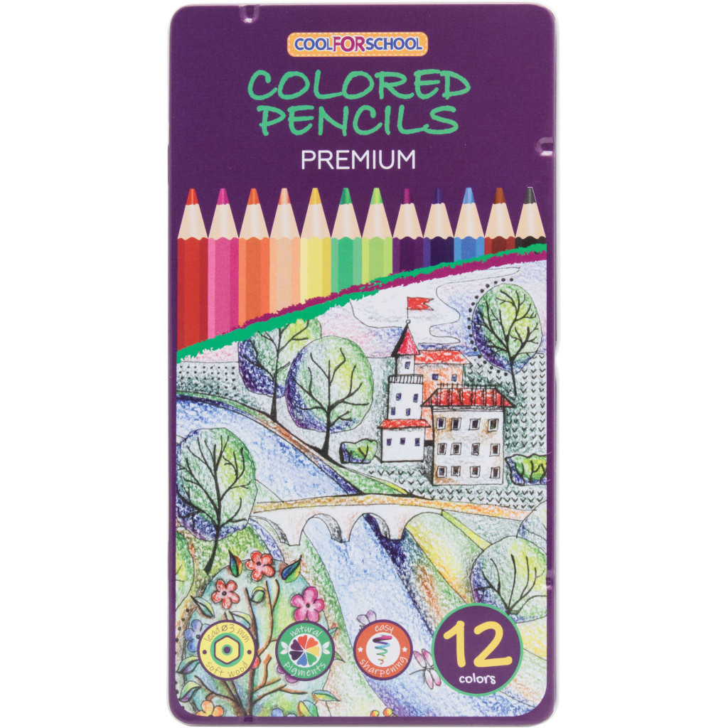Олівці кольорові Cool For School Premium шестигранні, 12 кольорів (CF15172) - зображення 1