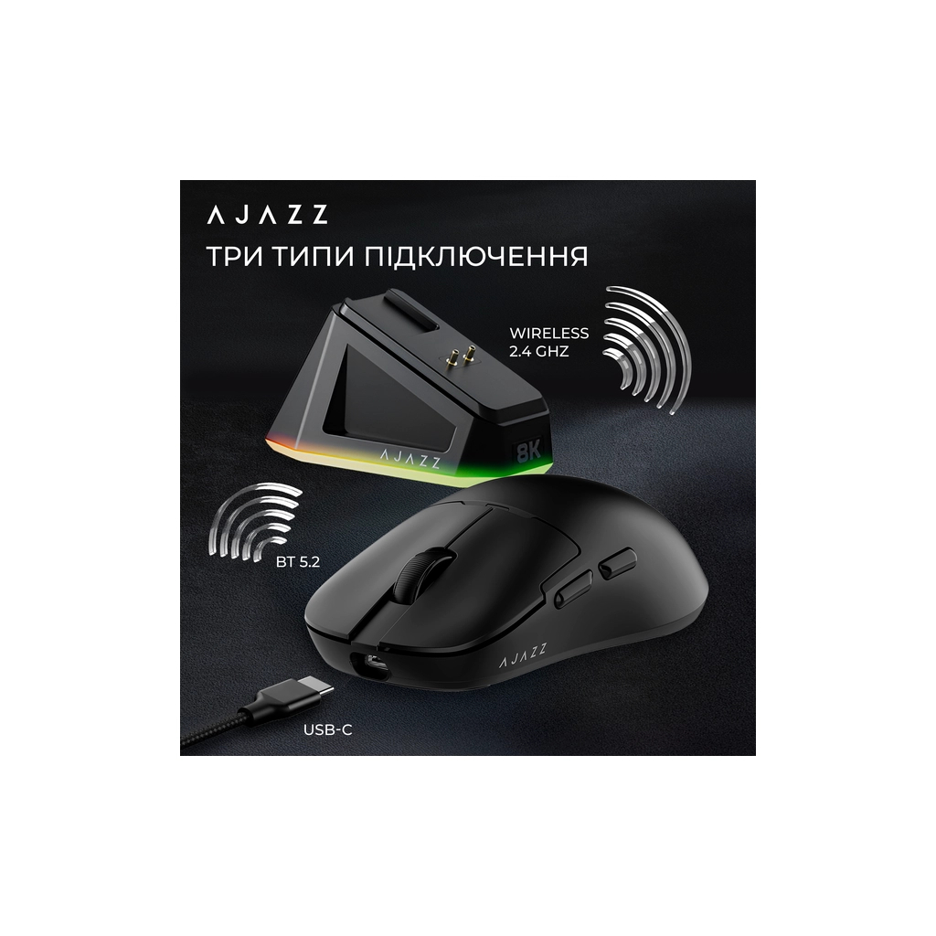 Мишка Ajazz AJ159PRO Wireless/Bluetooth/USB Charging Dock Black (AJ159-PRO-B) - зображення 11