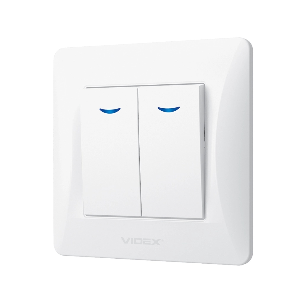 Вимикач Videx BINERA 2кл з підсвічуванням білий (VF-BNSW2L-W) - изображение 1