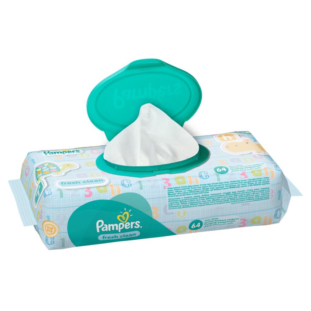 Дитячі вологі серветки Pampers Baby Fresh Clean 64шт (4015400439110) - зображення 4