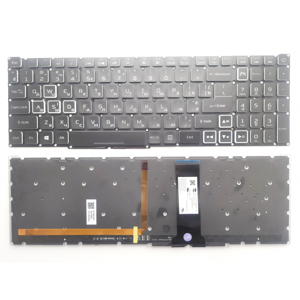 Клавіатура ноутбука Acer Nitro 4 AN515-43/AN515-54/AN517-51/AN715-51 черна з кольор п (A46212) - зображення 1