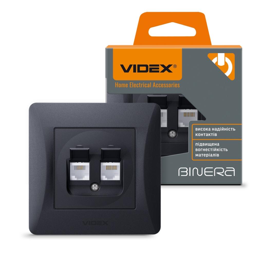 Комп'ютерна розетка Videx BINERA CAT6 + CAT3 подвійна черн (VF-BNSK2PC6TF3-BG) - изображение 4