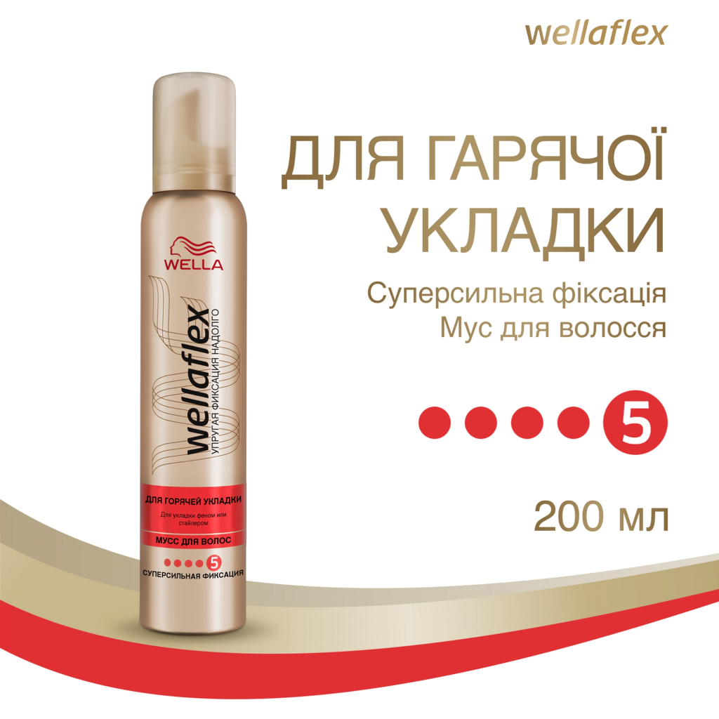 Мус для волосся WellaFlex для гарячого укладання сильної фіксації 200 мл (4064666230900) - зображення 2