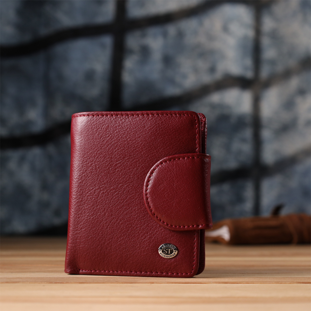 Гаманець ST Leather З натуральної шкіри Бордовий (23071) - зображення 9