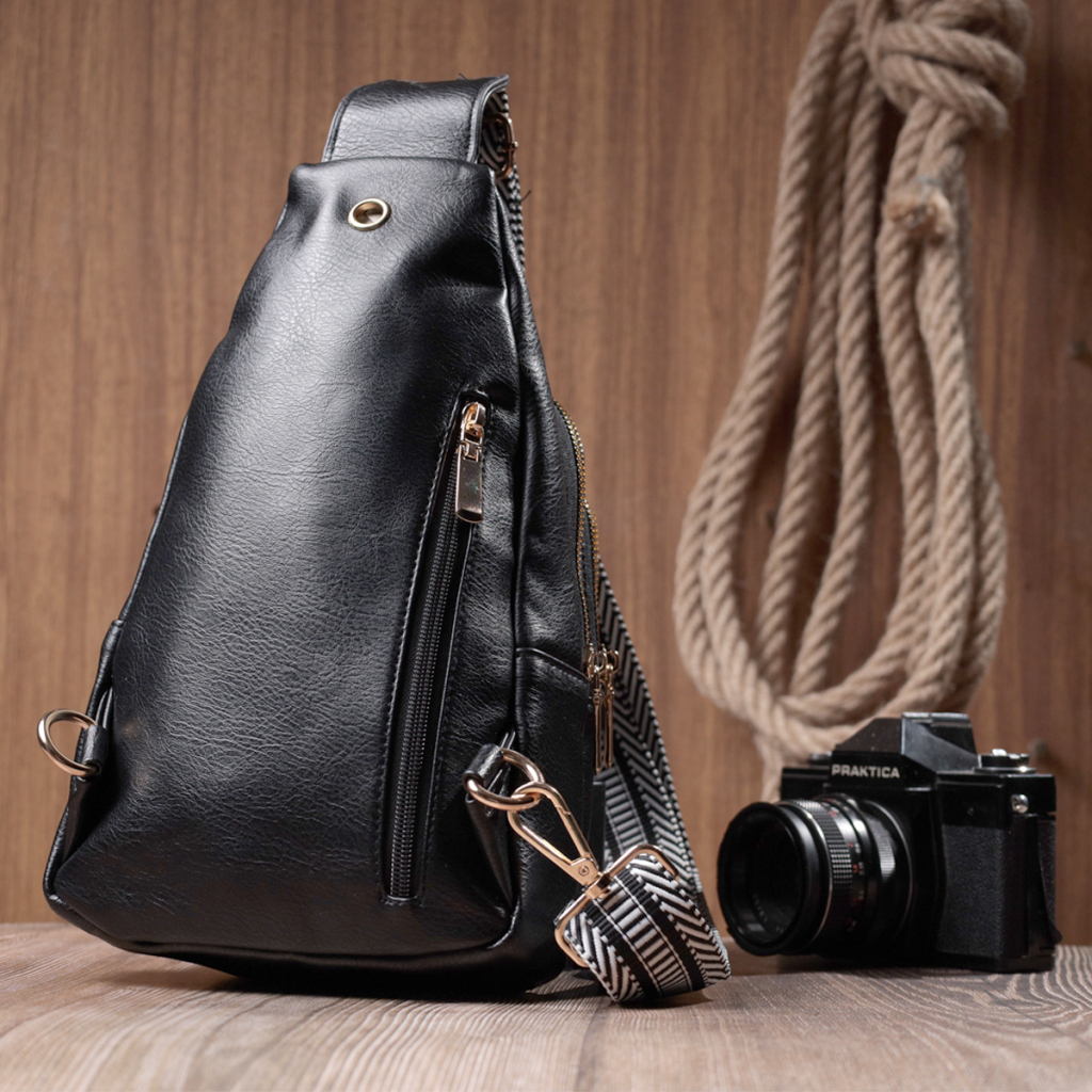 Сумка Vintage Жіноча з однією лямкою через плече з екошкіри Чорна (22759) - зображення 10