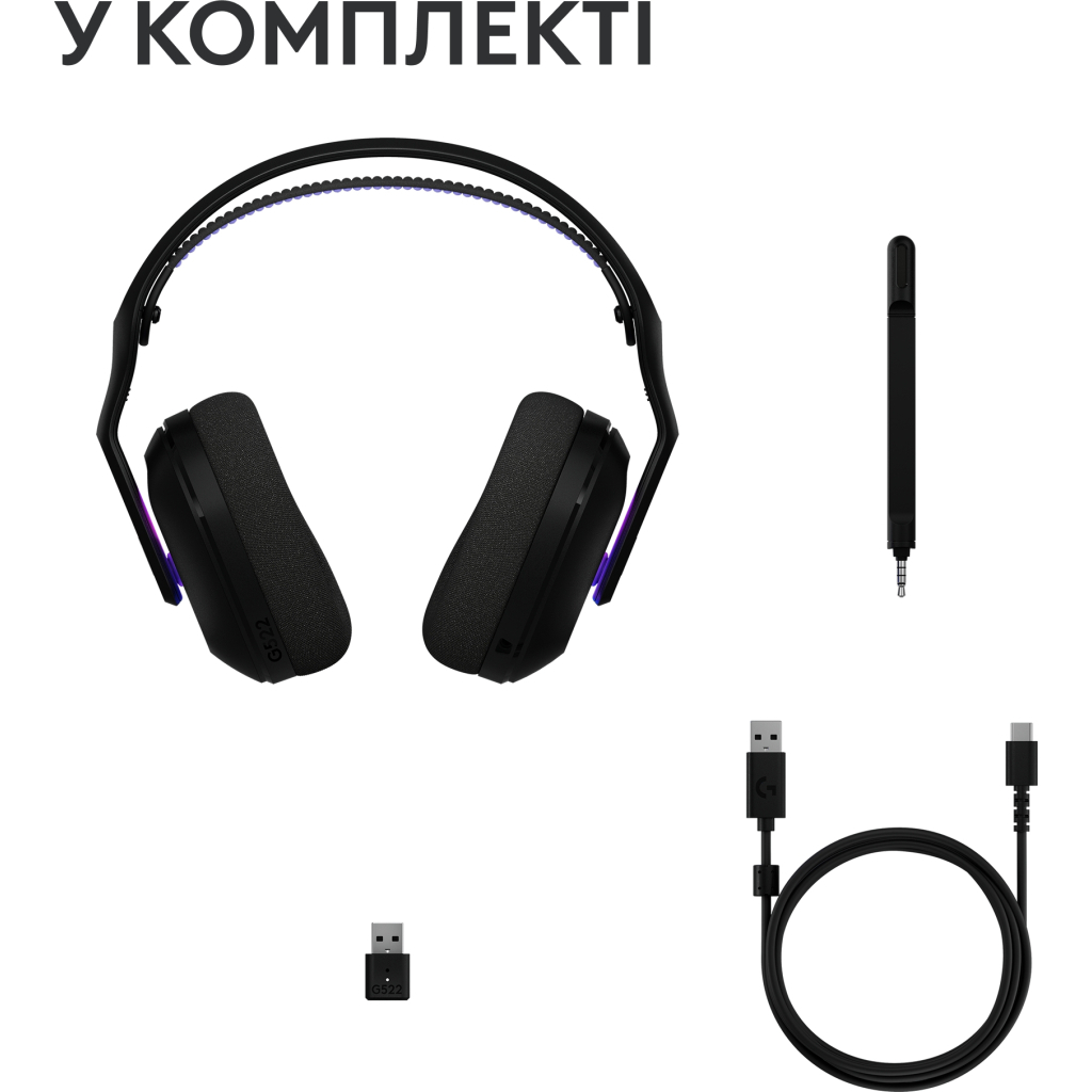 Навушники Logitech G522 Lightspeed Wireless Gaming Headset Black (981-001544) - зображення 3