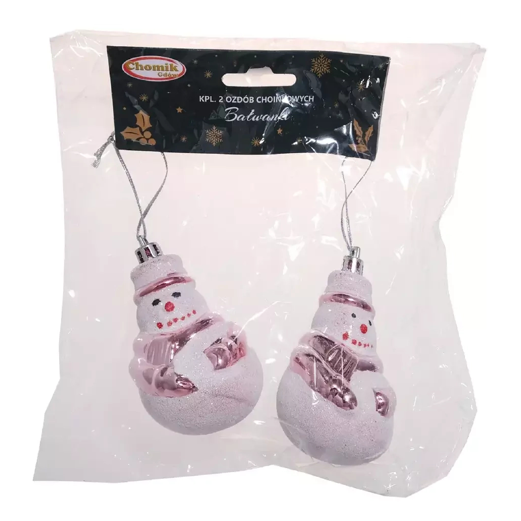 Ялинкова іграшка Chomik Сніговик 2 шт 8 см білий з рожевим (5900779839243) - зображення 3