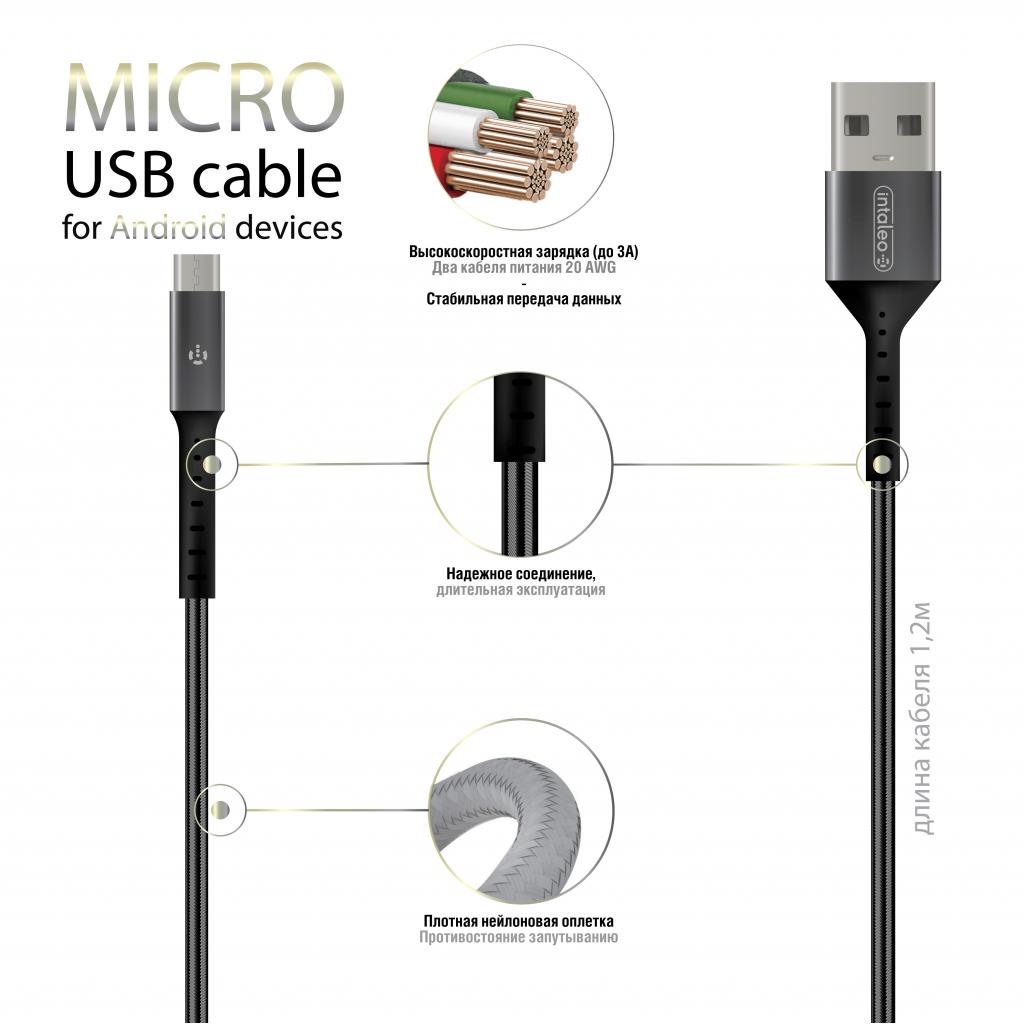 Дата кабель USB 2.0 AM to Micro 5P 1.2m Intaleo (1283126495649) - зображення 3