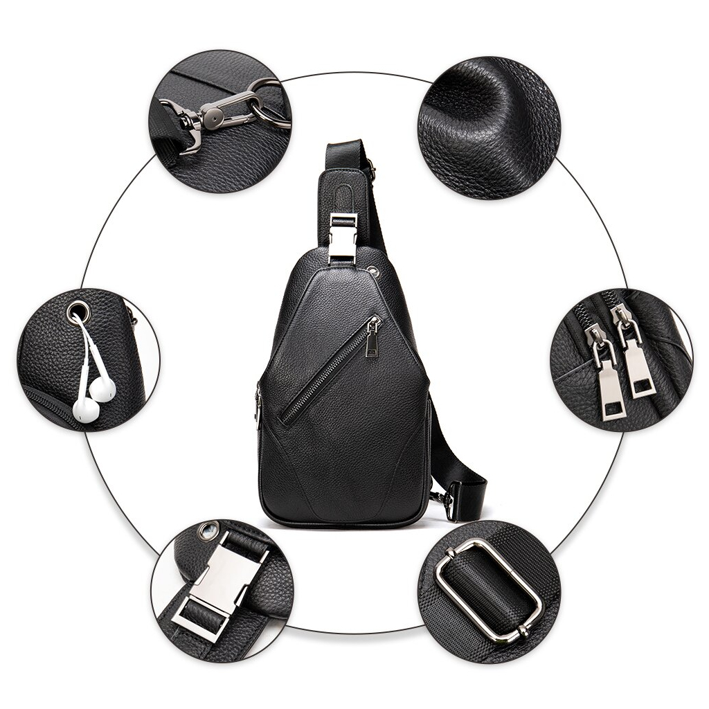 Сумка Vintage Слінг через плече в зернистій шкірі Чорна (20249) - зображення 5