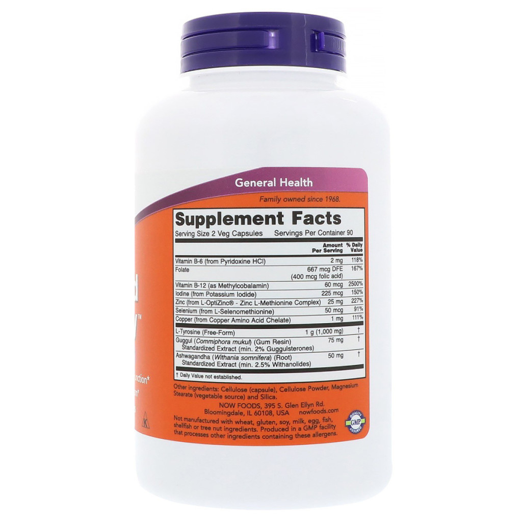 Мінерали Now Foods Комплекс для щитовидної Залози Thyroid Energy, 180 гелевих к (NOW-03369) - зображення 2