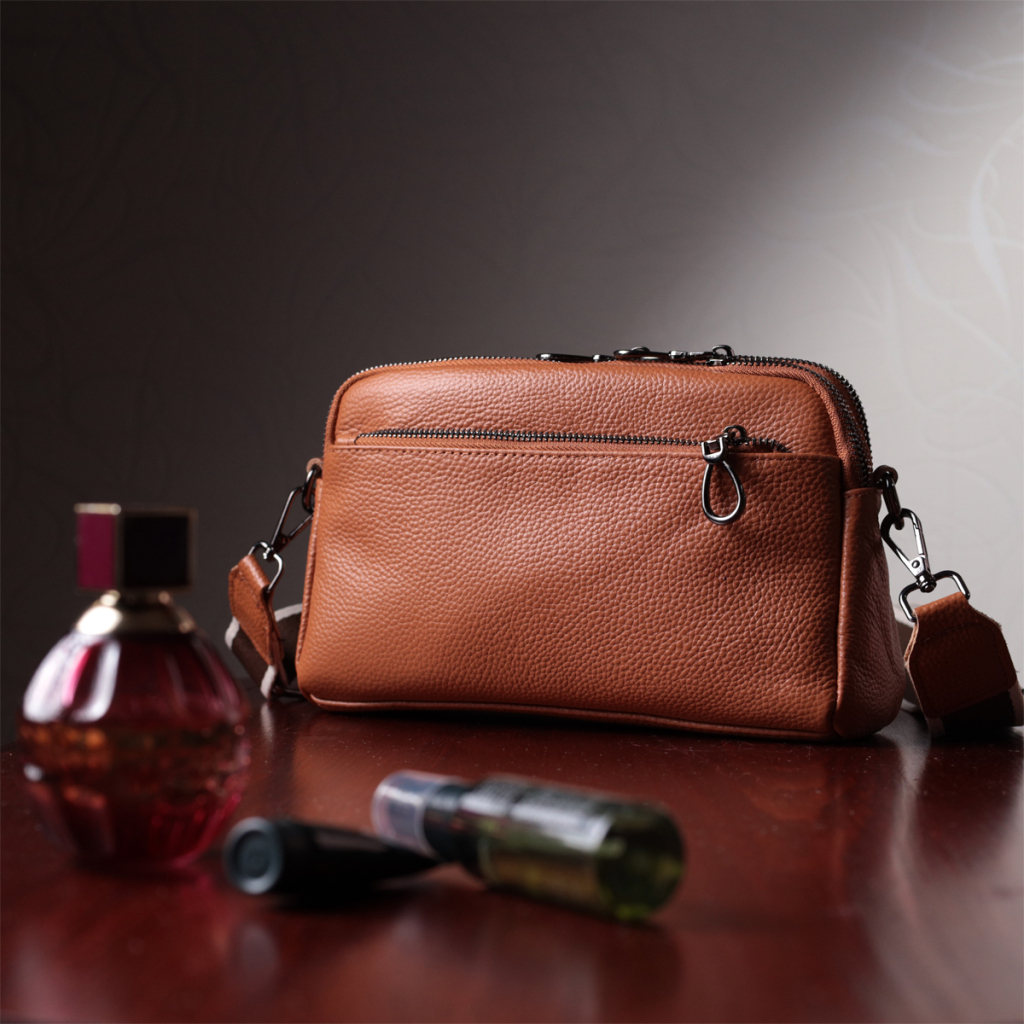 Сумка Vintage Містка Жіноча з кишенями з натуральної шкіри Коричнева (22601) - зображення 12