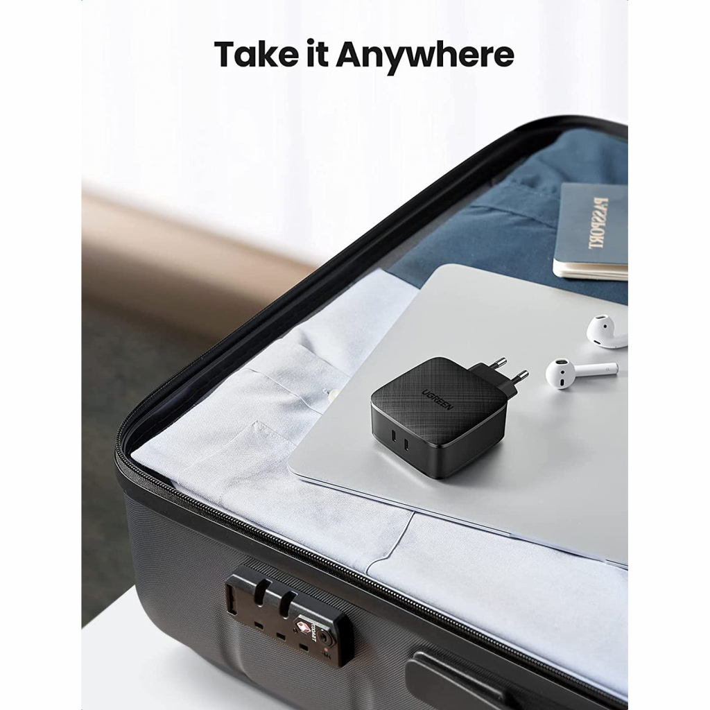 Зарядний пристрій Ugreen CD216 66W 2xType-C PD Charger (Black) (70867) - зображення 5