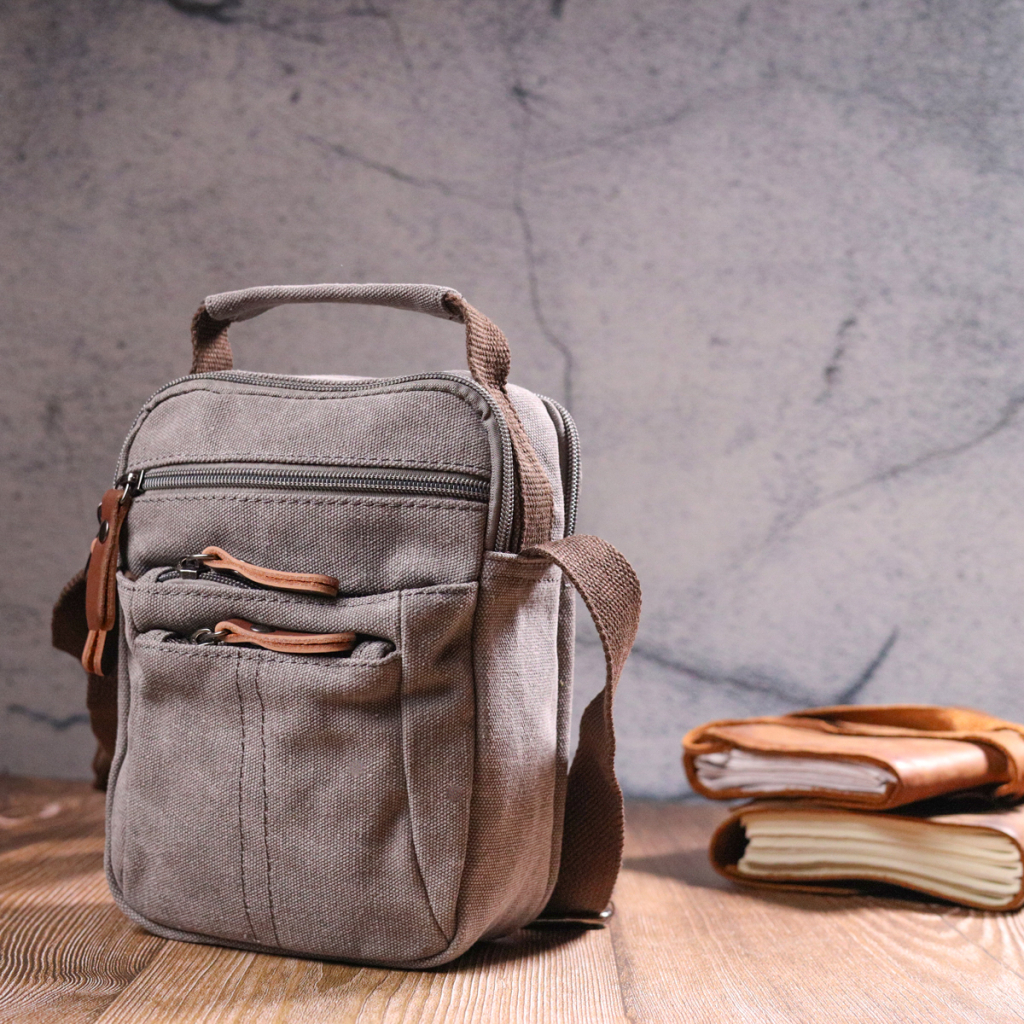 Сумка Vintage Чоловіча з текстилю Сіра (21244) - зображення 10