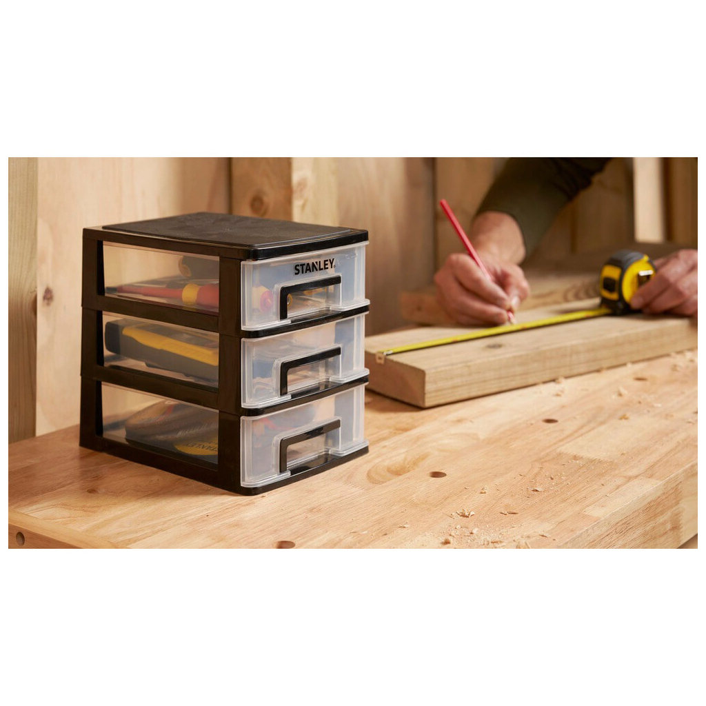Ящик для інструментів Stanley вертикальний з 3-ма висувними відділеннями, пластмасовий, 215x151x189 мм (STST40710-1) - зображення 3