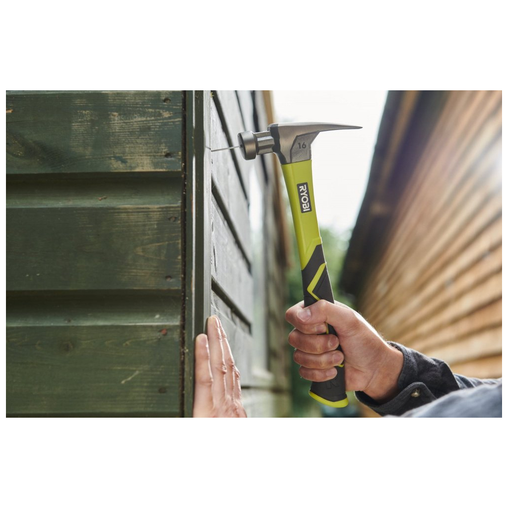 Молоток Ryobi RH16FSS, 450г, рукоятка зі скловолокна, цвяходер, магнітний тримач (5132005333) - изображение 7