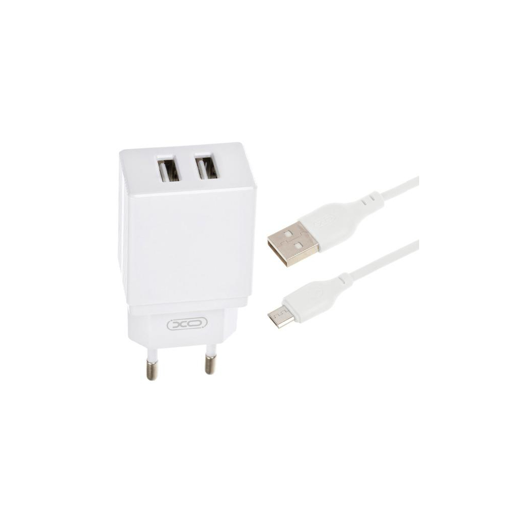 Зарядний пристрій XO L75 2USB/2.4A + MicroUSB White (XO-L75-M) - зображення 4